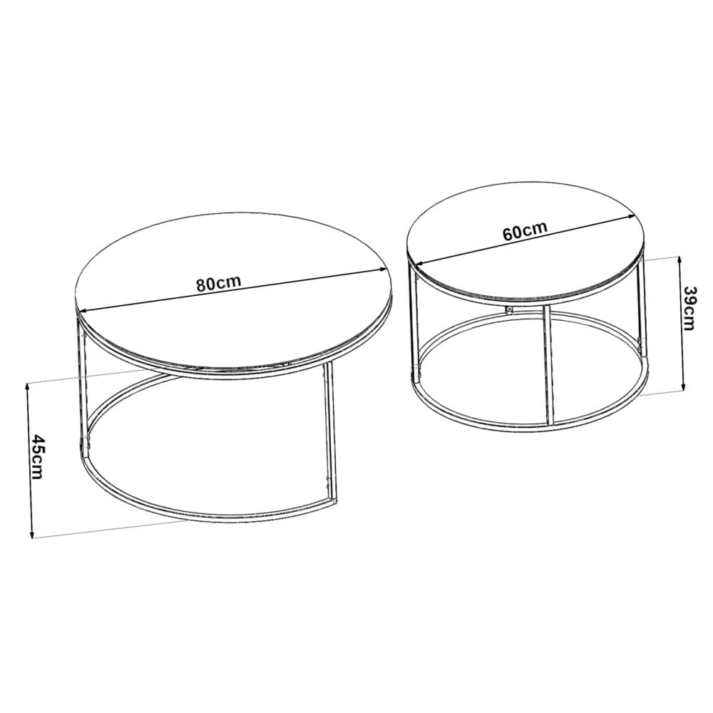 Couchtisch Kokkola im 2er Set aus Rauchglas Schwarz/Transparent