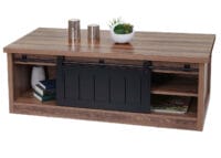 Couchtisch mit Schiebetüre 6 Staufäche Holz-Optik Metall 44x120x60cm