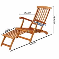 Deckchair Queen Mary Liegestuhl mit Fussteil Akazienholz