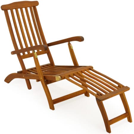 Deckchair Queen Mary Liegestuhl mit Fussteil Akazienholz