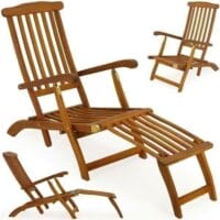 Deckchair Queen Mary Liegestuhl mit Fussteil Akazienholz