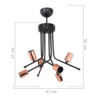 Deckenlampe Deckenleuchte Halesowen 6xE27 Kupferfarben