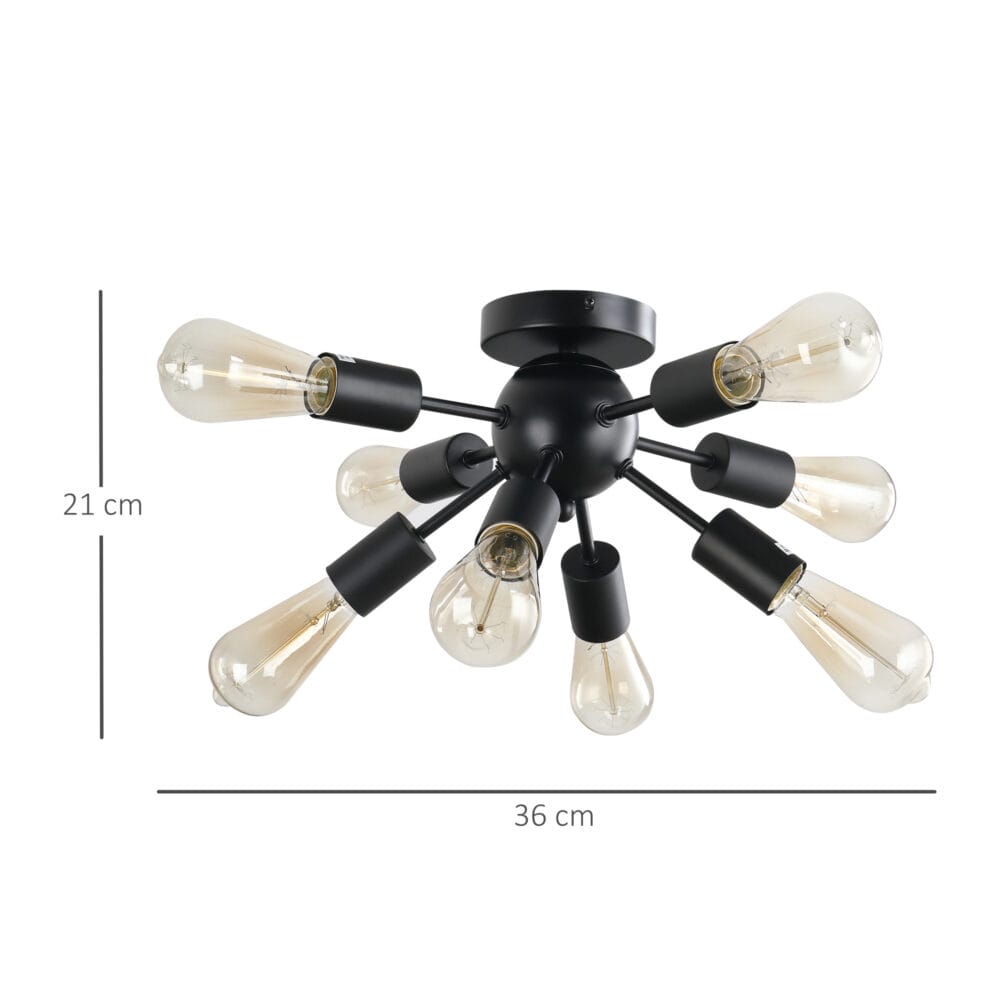 Deckleuchte Deckenlampe Wandlampe Glas 40W Schwarz Stahl 36x36x21 cm
