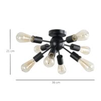 Deckleuchte Deckenlampe Wandlampe Glas 40W Schwarz Stahl 36x36x21 cm