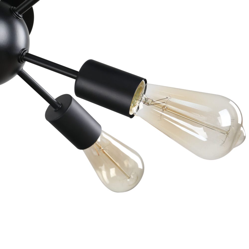 Deckleuchte Deckenlampe Wandlampe Glas 40W Schwarz Stahl 36x36x21 cm
