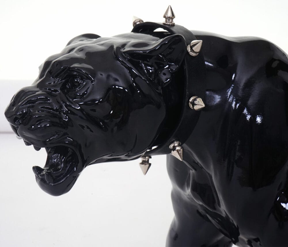 Deko Figur Leopard 59cm Skulptur Panther ~ schwarz hochglanz