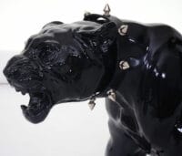 Deko Figur Leopard 59cm Skulptur Panther ~ schwarz hochglanz