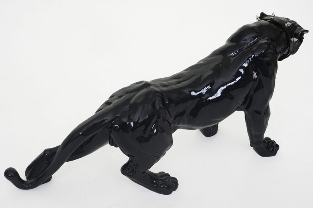 Deko Figur Leopard 59cm Skulptur Panther ~ schwarz hochglanz