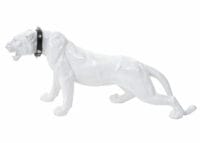 Deko Figur Leopard 59cm Skulptur Panther weiss hochglanz