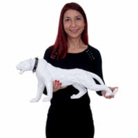 Deko Figur Leopard 59cm Skulptur Panther weiss hochglanz