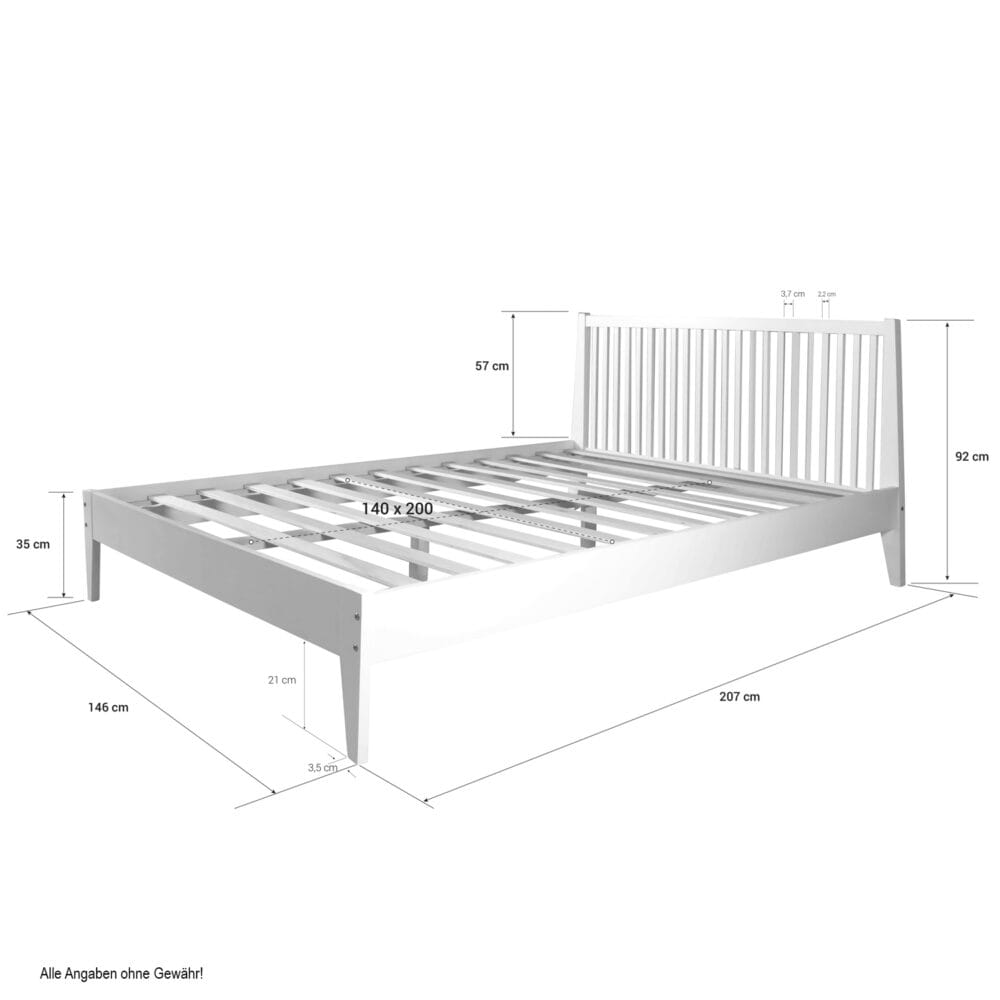 Doppelbett Holzbett 140x200cm Kiefer Weiss