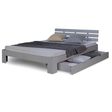 Doppelbett mit Lattenrost und Bettkasten 140x200cm Grau
