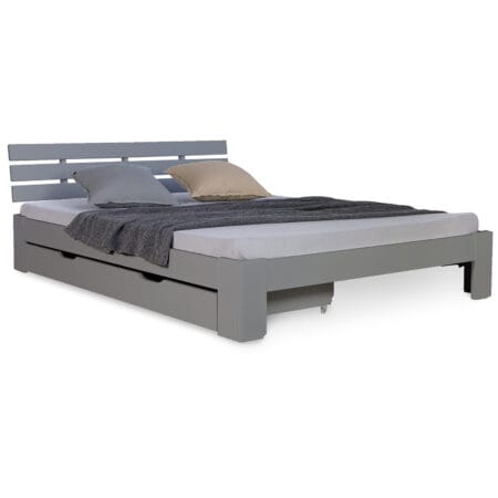 Doppelbett mit Lattenrost und Bettkasten 140x200cm Grau