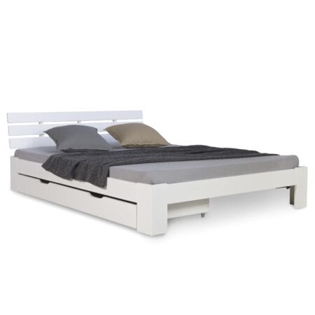 Doppelbett mit Lattenrost und Bettkasten 140x200cm Weiss