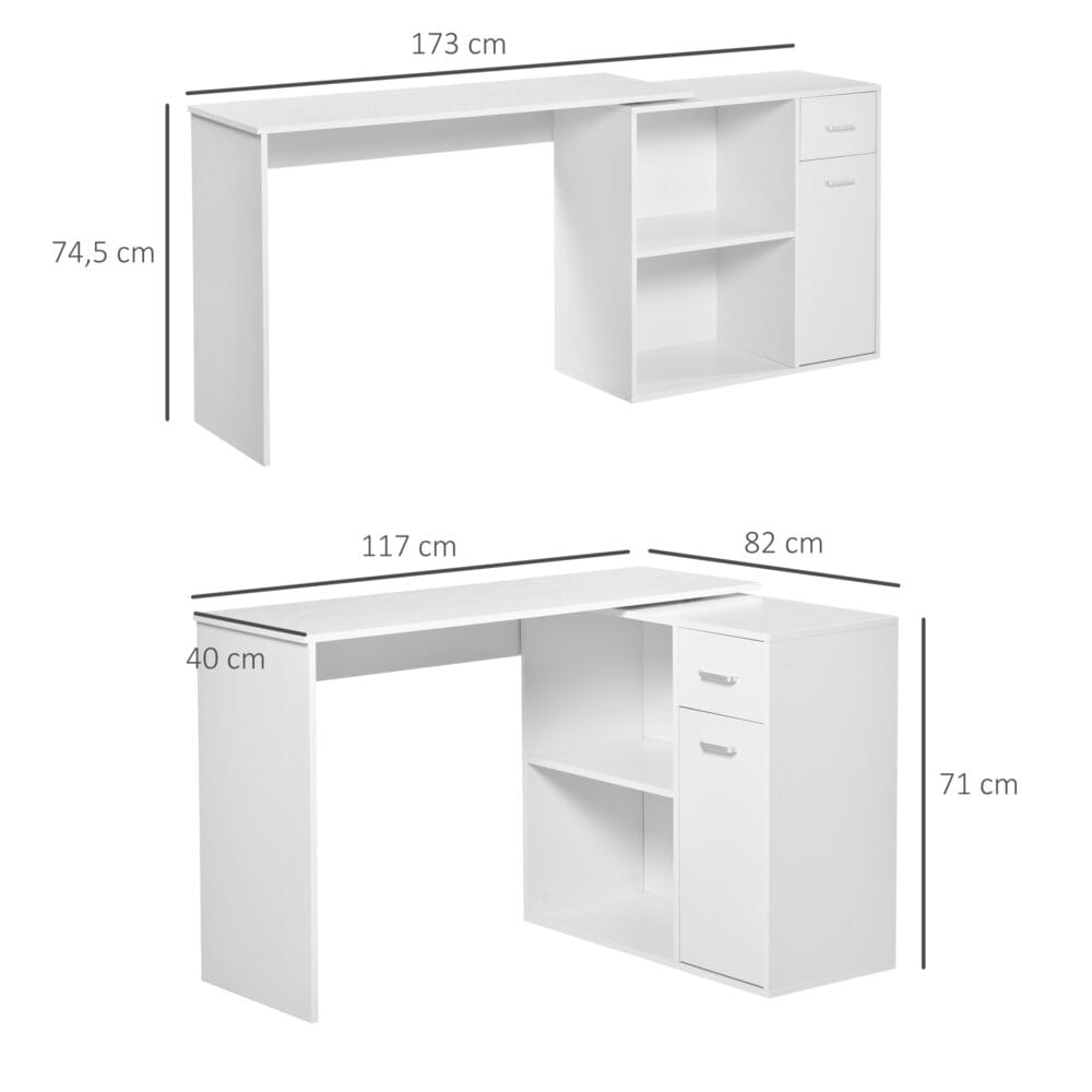 Eck-Schreibtisch Bürotisch 180-Grad-Design mit Regal
