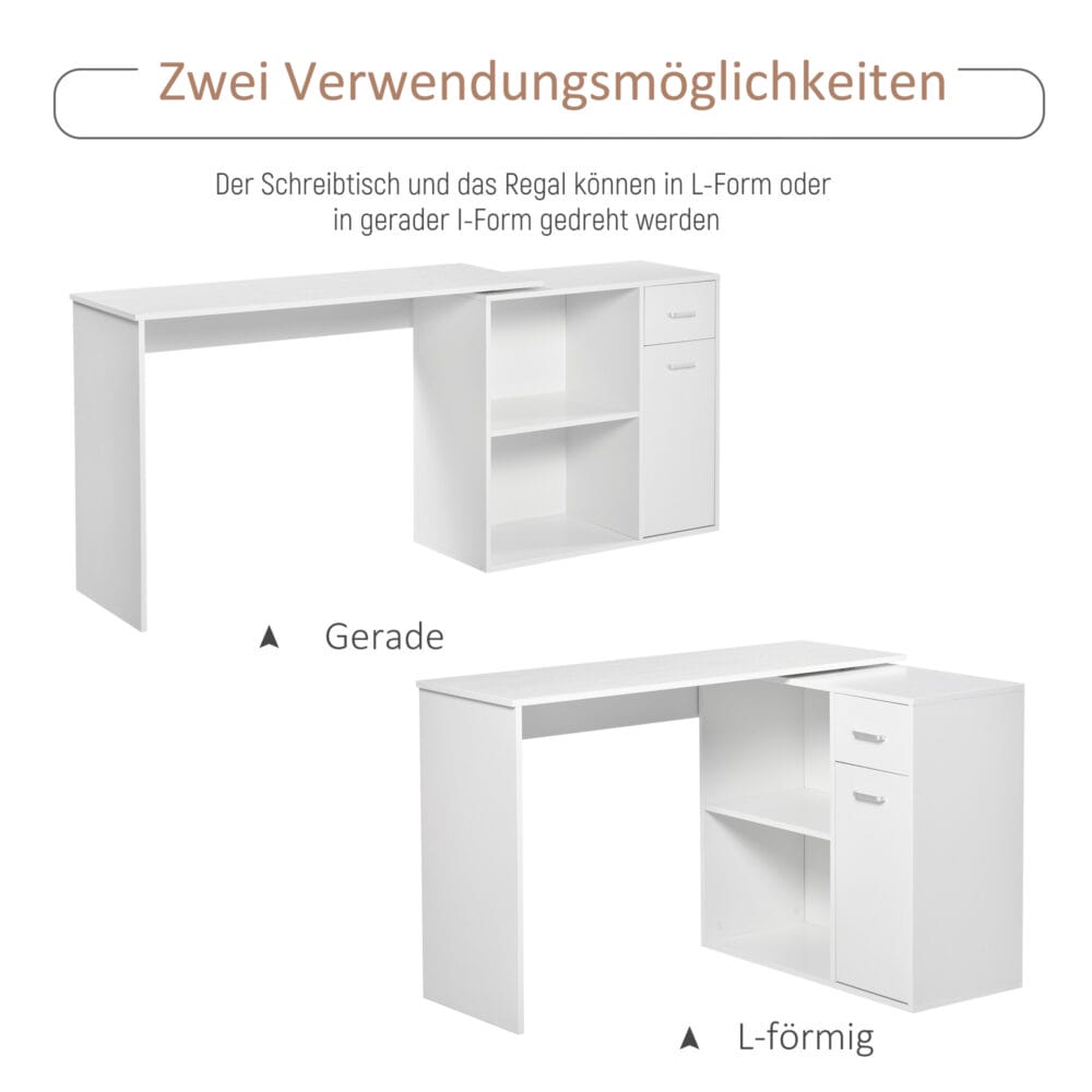 Eck-Schreibtisch Bürotisch 180-Grad-Design mit Regal