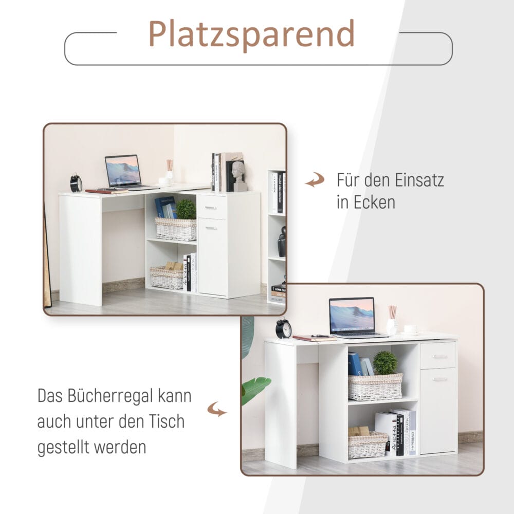 Eck-Schreibtisch Bürotisch 180-Grad-Design mit Regal