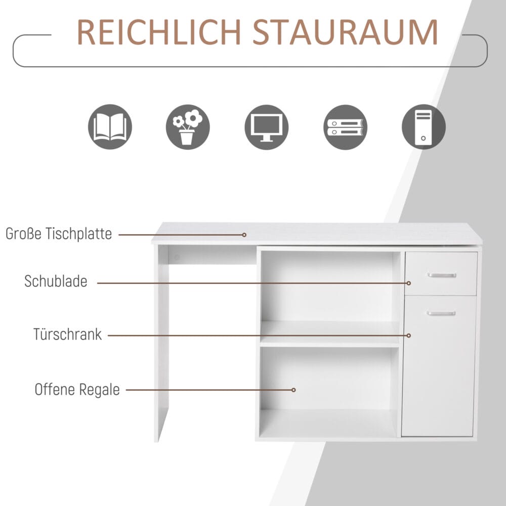 Eck-Schreibtisch Bürotisch 180-Grad-Design mit Regal