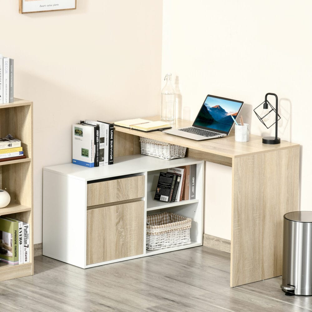 Eckschreibtisch Computertisch Bürotisch mit Regal 120x92x75.5cm