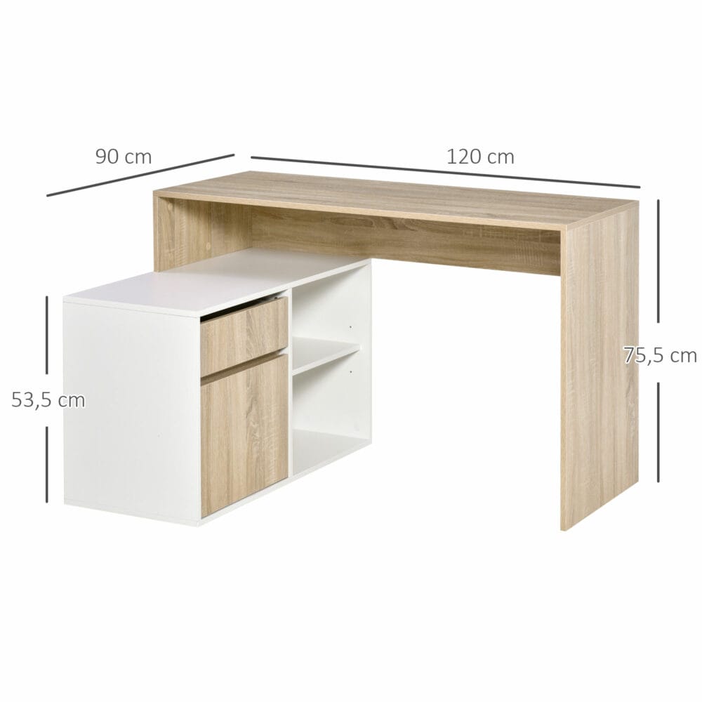 Eckschreibtisch Computertisch Bürotisch mit Regal 120x92x75.5cm