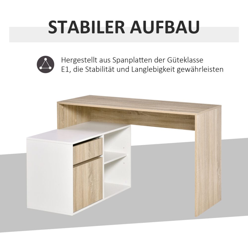 Eckschreibtisch Computertisch Bürotisch mit Regal 120x92x75.5cm