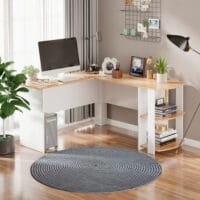 Eckschreibtisch Schreibtisch 136x130x72cm mit 2 Ablagen