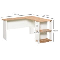 Eckschreibtisch Schreibtisch 136x130x72cm mit 2 Ablagen