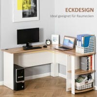 Eckschreibtisch Schreibtisch 136x130x72cm mit 2 Ablagen