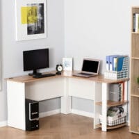 Eckschreibtisch Schreibtisch 136x130x72cm mit 2 Ablagen