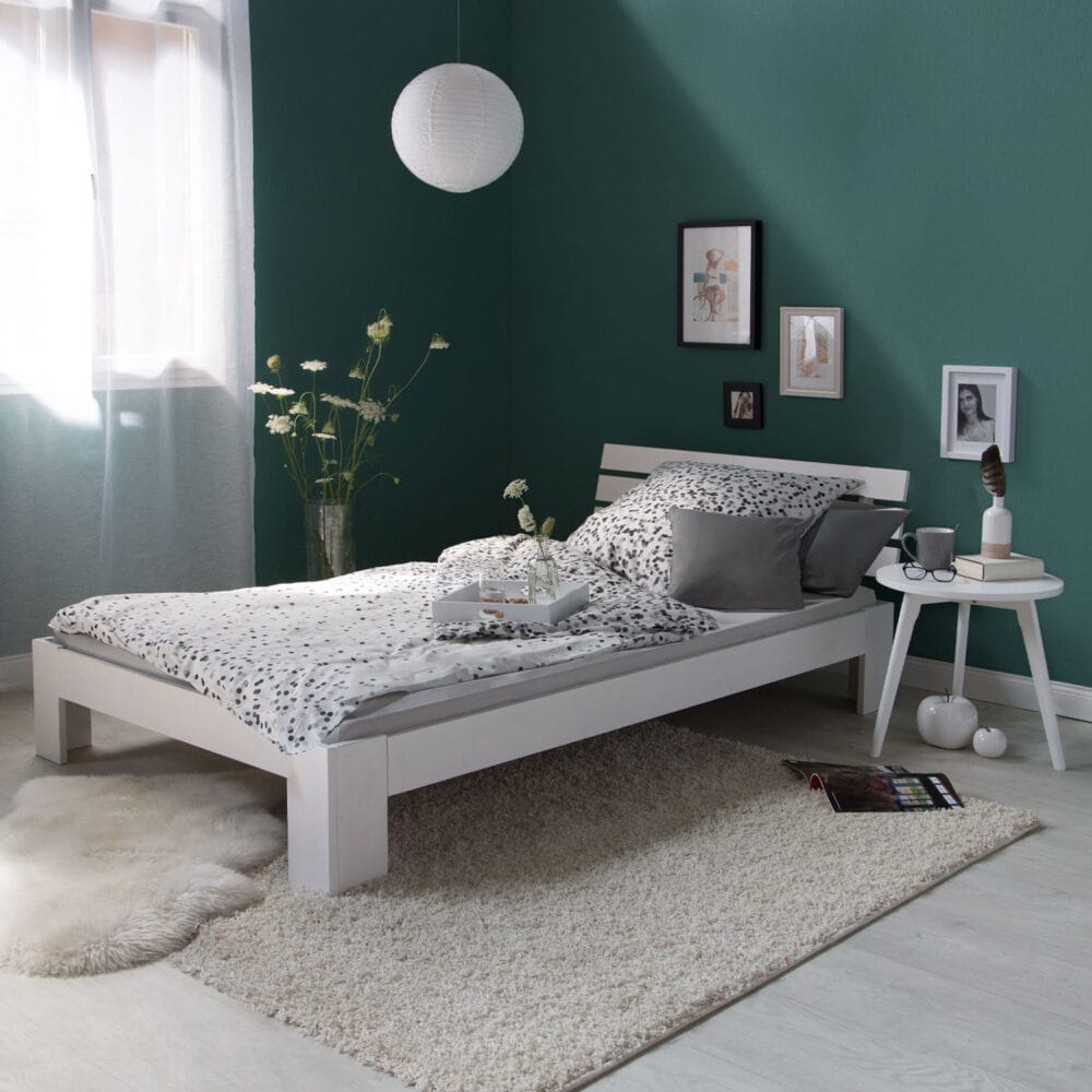 Einzelbett Holzbett 90x200cm Weiss