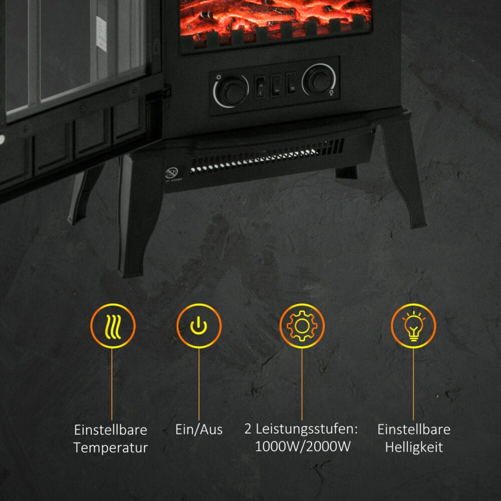 Elektrokamin mit LED-Flammeneffekt 2000W Kaminofen