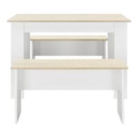 Tisch- und Bank Set Hokksund 110x70cm mit 2 Bänken Weiss/Eiche