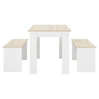 Tisch- und Bank Set Hokksund 110x70cm mit 2 Bänken Weiss/Eiche