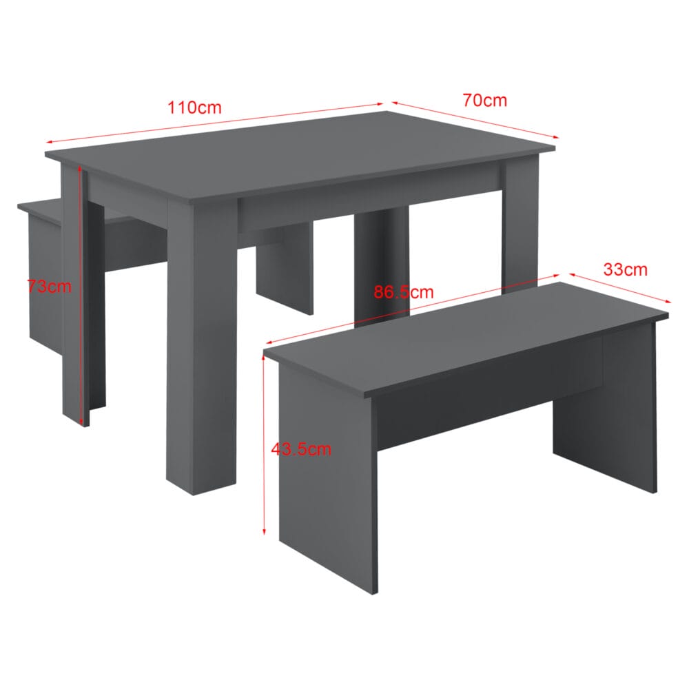 Tisch- und Bank Set Hokksund 110x70cm mit 2 Bänken Grau