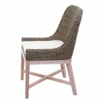 Esszimmerstuhl Massiv-Holz Rattan Geflecht braun
