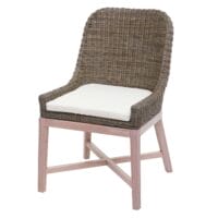 Esszimmerstuhl Massiv-Holz Rattan Geflecht braun