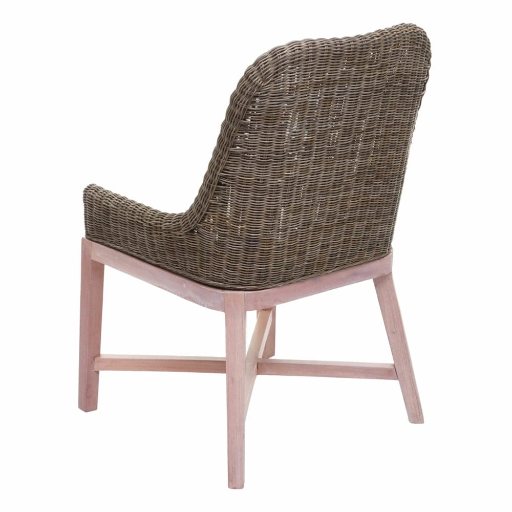Esszimmerstuhl Massiv-Holz Rattan Geflecht braun