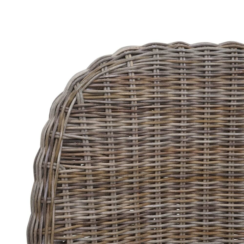 Esszimmerstuhl Massiv-Holz Rattan Geflecht braun