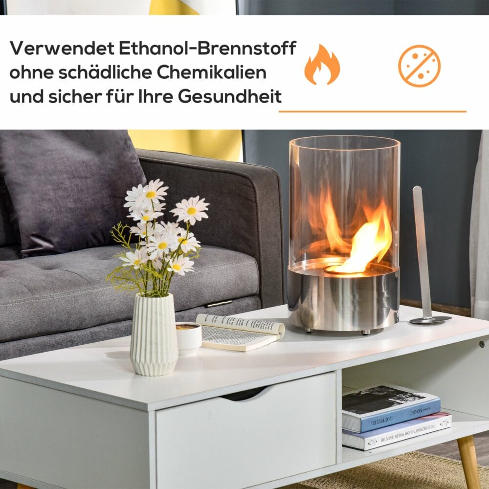 Ethanol-Kamin Tischkamin Bio-Ethanol Ofen gehärtetes Glas