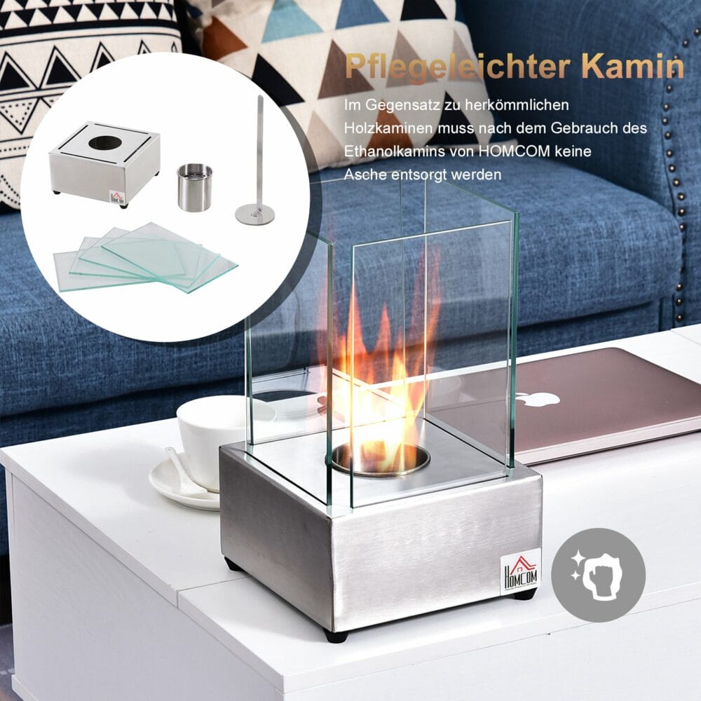 Ethanol-Kamin Tischkamin BioEthanol Ofen Edelstahl