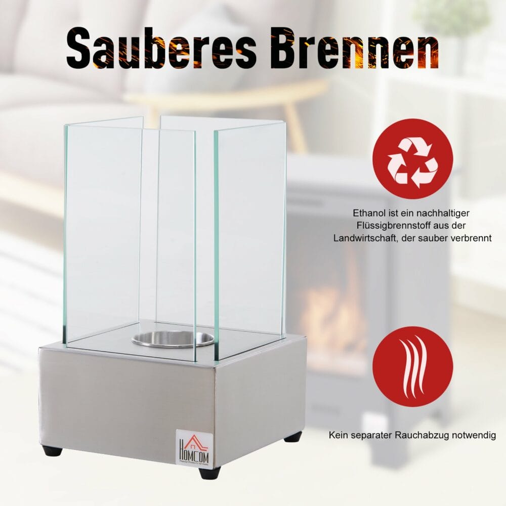 Ethanol-Kamin Tischkamin BioEthanol Ofen Edelstahl