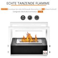 Ethanol-Kamin Tischkamin BioEthanol Ofen Schwarz Weiss
