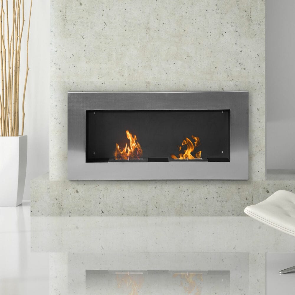 Ethanol-Kamin Wandkamin 110x54cm Bio-Ethanol Ofen Edelstahl