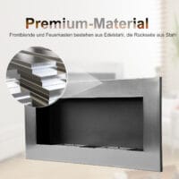Ethanol-Kamin Wandkamin 110x54cm Bio-Ethanol Ofen Edelstahl