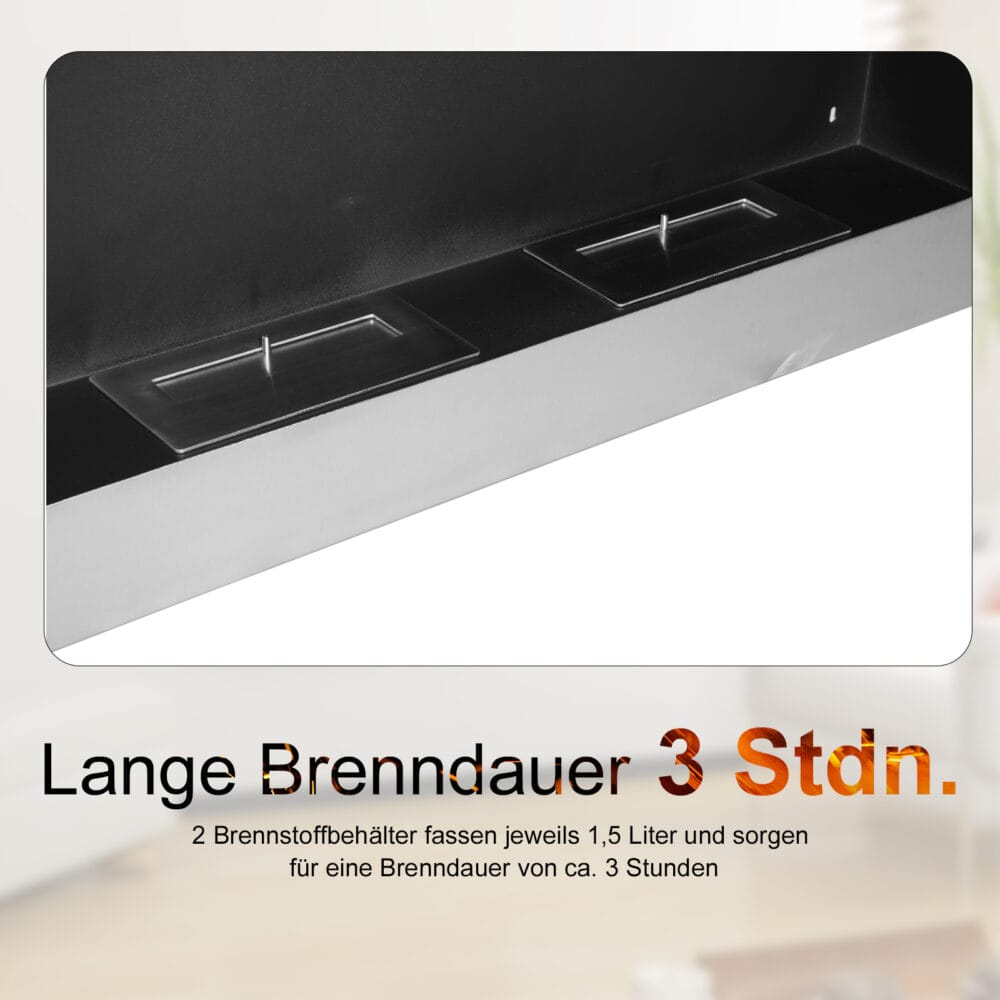 Ethanol-Kamin Wandkamin 110x54cm Bio-Ethanol Ofen Edelstahl