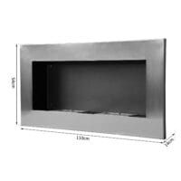 Ethanol-Kamin Wandkamin 110x54cm Bio-Ethanol Ofen Edelstahl