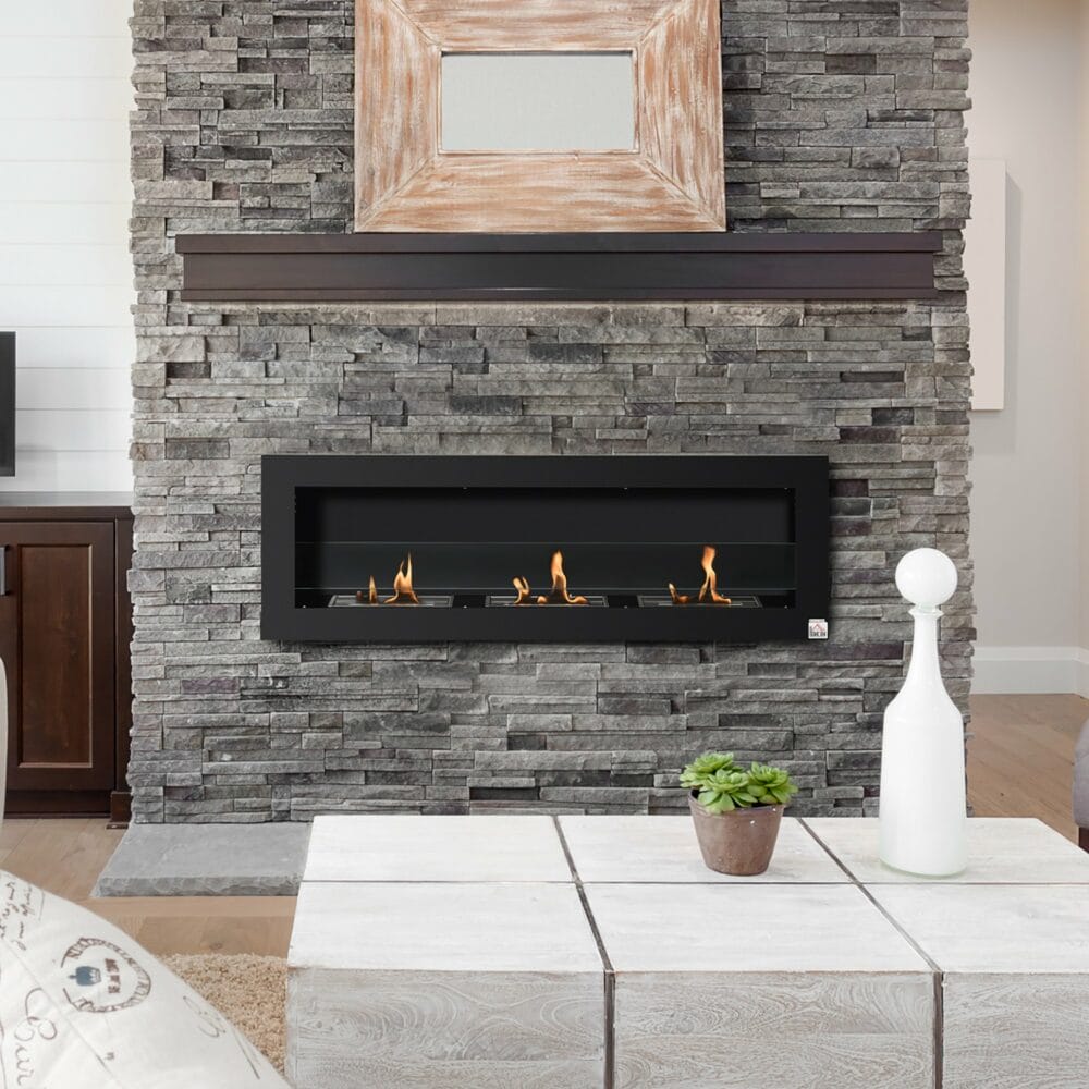 Ethanol-Kamin Wandkamin 120x40cm Bio-Ethanol Ofen schwarz