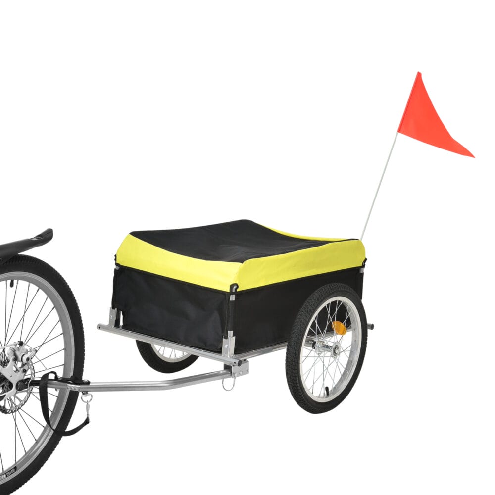 Fahrradanhänger 130x65x50cm mit Blache Wetterfest Gelb/schwarz