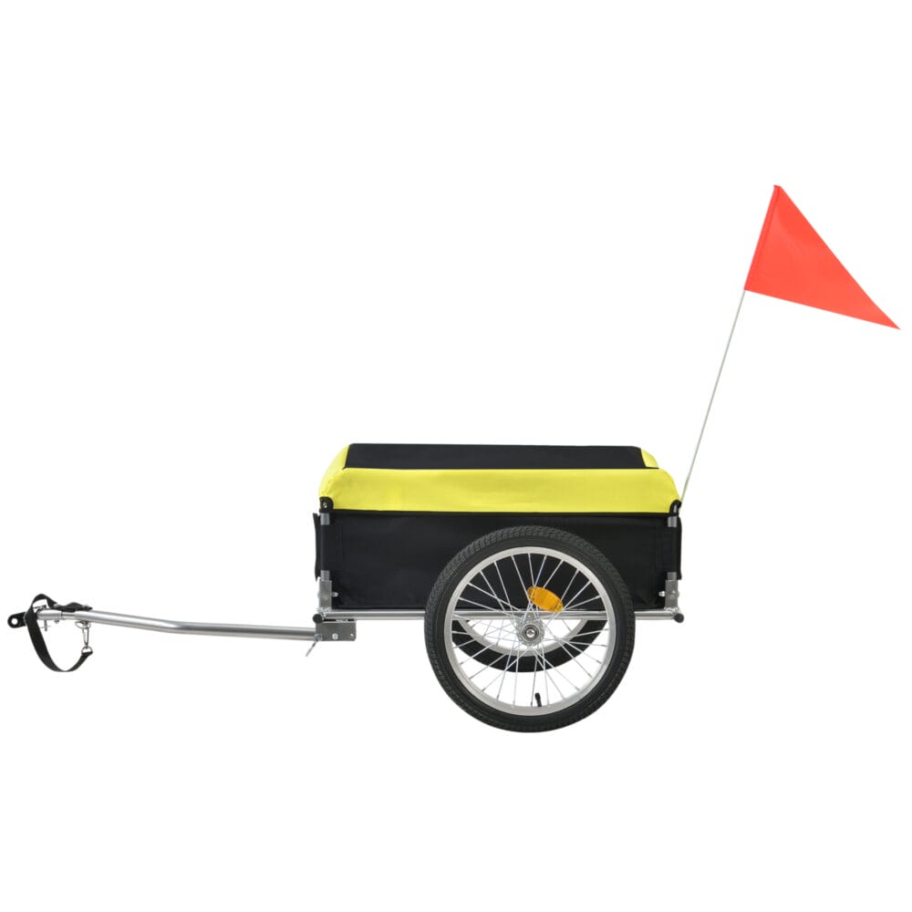 Fahrradanhänger 130x65x50cm mit Blache Wetterfest Gelb/schwarz