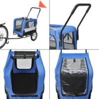 Fahrradanhänger 2 in 1 Jogger Hunde Transport Blau/Grau/Schwarz